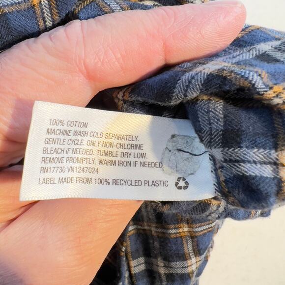 Goodfellow & Co Flannel Button Shirt Men's XXL Blue Brown Plaid Button Pockets - Picture 8 of 12